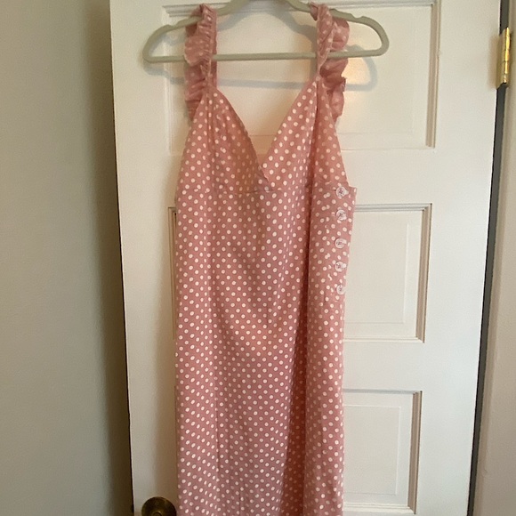 Pink Maxi Skirt. Button Side Detail. Flutter Sleeve. Light & Airy! - Picture 2 of 3